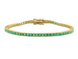 3.12 Carat (ctw) Natural Emerald Tennis Bracelet in 14K Yellow Gold