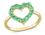 3/4 Carat (ctw) Emerald Heart Ring in 10K Yellow Gold