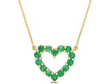3/4 Carat (ctw) Green Emerald Heart Pendant Necklace in 10K Yellow Gold with Chain