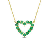 3/4 Carat (ctw) Green Emerald Heart Pendant Necklace in 10K Yellow Gold with Chain