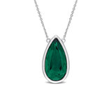 5.00 Carat (ctw) Lab-Created Emerald Drop Pendant Necklace in 14K White Gold with Chain