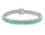 7.00 Carat (ctw) Emerald and Diamonds 2.50 Carats (ctw) Tennis Bracelet in 14K White Gold
