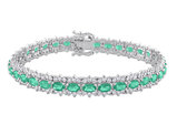 7.00 Carat (ctw) Emerald and Diamonds 2.50 Carats (ctw) Tennis Bracelet in 14K White Gold
