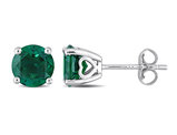 2.30 Carat (ctw) Lab-Created Emerald Solitaire Stud Earrings in Sterling Silver (7mm)