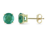 1.60 Carat (ctw) Lab-Created Emerald Solitaire Stud Earrings in 10K Yellow Gold (6mm)