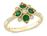 1/3 Carat (ctw) Emerald Geometric Ring in 14K Yellow Gold with Diamonds