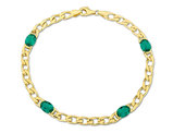 2.80 Carat (ctw) Lab-Created Emerald Station Bracelet in 10K Yellow Gold