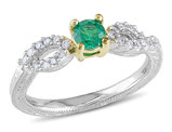 1/4 Carat (ctw) Lab-Created Emerald Ring in 14K White Gold with Diamonds