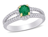 1/2 Carat (ctw) Emerald Ring in 14K White Gold with Diamonds 1/2 Carat (ctw)