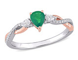 1/4 Carat (ctw) Emerald Pear Infinity Ring in 14K White Gold with Diamonds