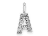 14K White Gold Initial -A- Pendant Charm with Accent Diamonds (NO CHAIN)