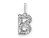 14K White Gold Initial -B- Pendant Charm with Accent Diamonds (NO CHAIN)