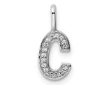 14K White Gold Initial -C- Pendant Charm with Accent Diamonds (NO CHAIN)