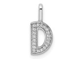 14K White Gold Initial -D- Pendant Charm with Accent Diamonds (NO CHAIN)