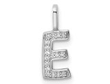 14K White Gold Initial -E- Pendant Charm with Accent Diamonds (NO CHAIN)