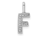 14K White Gold Initial -F- Pendant Charm with Accent Diamonds (NO CHAIN)