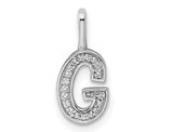 14K White Gold Initial -G- Pendant Charm with Accent Diamonds (NO CHAIN)