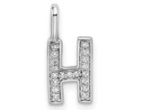 14K White Gold Initial -H- Pendant Charm with Accent Diamonds (NO CHAIN)