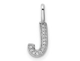14K White Gold Initial -J- Pendant Charm with Accent Diamonds (NO CHAIN)