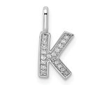 14K White Gold Initial -K- Pendant Charm with Accent Diamonds (NO CHAIN)