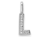 14K White Gold Initial -L- Pendant Charm with Accent Diamonds (NO CHAIN)