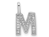 14K White Gold Initial -M- Pendant Charm with Accent Diamonds (NO CHAIN)