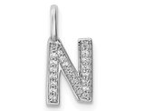 14K White Gold Initial -N- Pendant Charm with Accent Diamonds (NO CHAIN)