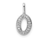 14K White Gold Initial -O- Pendant Charm with Accent Diamonds (NO CHAIN)