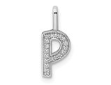 14K White Gold Initial -P- Pendant Charm with Accent Diamonds (NO CHAIN)