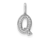 14K White Gold Initial -Q- Pendant Charm with Accent Diamonds (NO CHAIN)