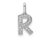 14K White Gold Initial -R- Pendant Charm with Accent Diamonds (NO CHAIN)