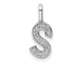 14K White Gold Initial -S- Pendant Charm with Accent Diamonds (NO CHAIN)