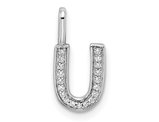 14K White Gold Initial -U- Pendant Charm with Accent Diamonds (NO CHAIN)