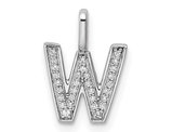 14K White Gold Initial -W- Pendant Charm with Accent Diamonds (NO CHAIN)
