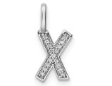 14K White Gold Initial -W- Pendant Charm with Accent Diamonds (NO CHAIN)