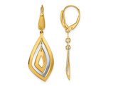 14K Yellow and White Gold Polished Dangle Leverback Earrings