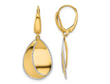 14K Yellow Gold Polished Drop Leverback Earrings
