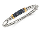2.15 Carat (ctw) Blue Sapphire Bangle Bracelet in Sterling Silver