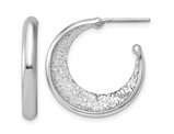 Sterling Silver Textured J-Post Hoop Earrings