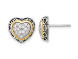 Sterling Silver Heart Post Earrings with Synthetic Cubic Zirconias