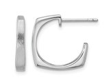 Sterling Silver Brushed Square J-Post Hoop Earrings