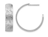 Sterling Silver Textured J-Post Hoop Earrings