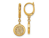 14K Yellow Gold Filigree Circle Dangle Post Earrings