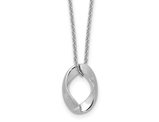 Sterling Silver Oval Polished and Brushed Necklace Pendant with Chain (16.5 Inches)