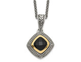 Sterling Silver Antiqued Black Onyx Pendant Necklace with Chain