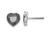 1/4 Carat (ctw) Black and White Diamond Heart Post Earrings in Sterling Silver