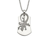 Mens Stainless Steel Lizard Dogtag Pendant Necklace with Chain (24 Inches)