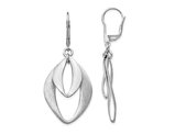 Sterling Silver Polished and Brushed Dangle Drop Leverback Earrings