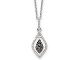 1/5 Carat (ctw) Black & White Diamond Drop Pendant Necklace in Sterling Silver with Chain