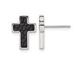 Stainless Steel Polished and Black Plated Cross Earrings